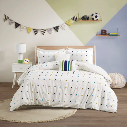 Ensemble de couette à pompons Ensley en coton jacquard par Intelligent Design Kids