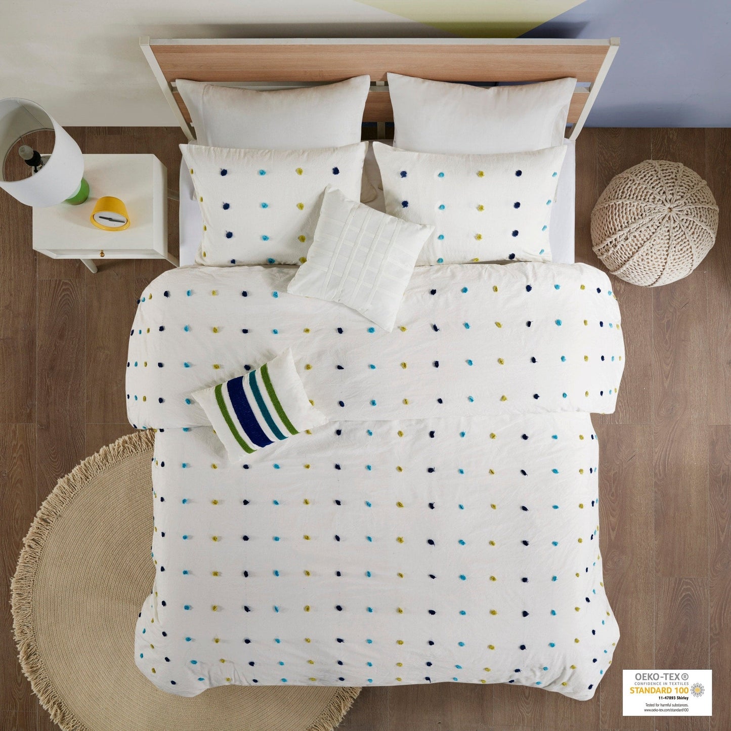 Ensemble de couette à pompons Ensley en coton jacquard par Intelligent Design Kids