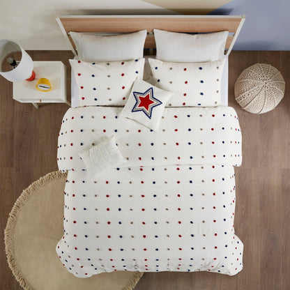 Ensemble de couette à pompons Ensley en coton jacquard par Intelligent Design Kids
