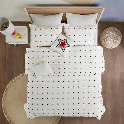 Ensemble de courtepointe en coton jacquard à pompons Ensley pour enfants Intelligent Design avec coussins décoratifs