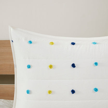 Ensemble de courtepointe en coton jacquard à pompons Ensley pour enfants Intelligent Design avec coussins décoratifs