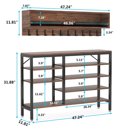 Ensemble de porte-manteaux et de bancs à chaussures pour entrée, porte-manteaux et porte-chaussures de style industriel