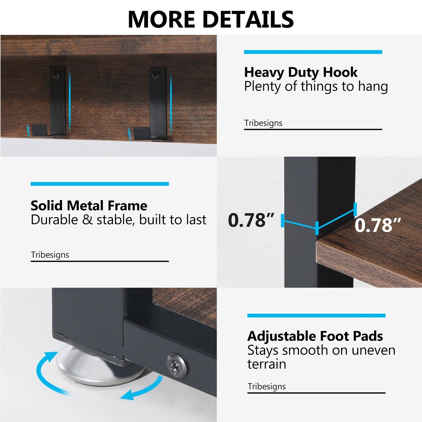Ensemble de porte-manteaux et de bancs à chaussures pour entrée, porte-manteaux et porte-chaussures de style industriel