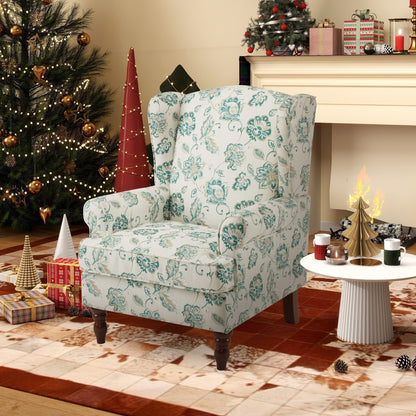 Fauteuil d'appoint moderne Erommy, fauteuil à dossier haut, canapé simple en tissu rembourré avec pieds en bois pour le salon