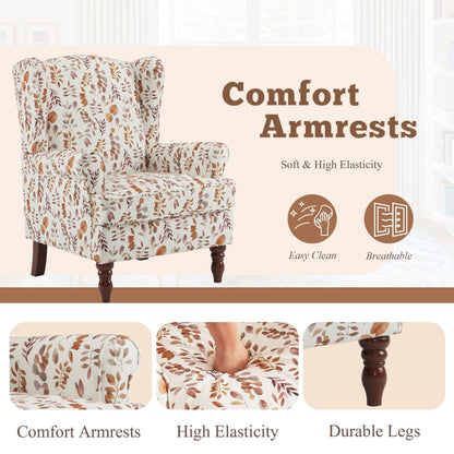 Fauteuil d'appoint moderne Erommy, fauteuil à dossier haut, canapé simple en tissu rembourré avec pieds en bois pour le salon