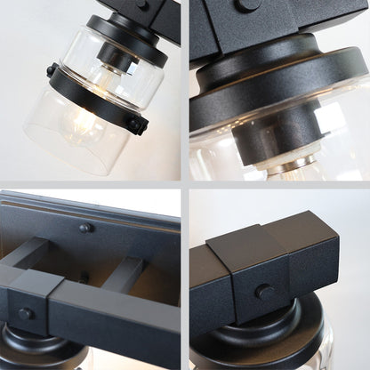 Appliques murales ExBrite Farmhouse à 3 lumières, intensité variable, en fer noir pour salle de bain