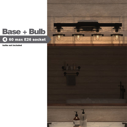 Appliques murales ExBrite Farmhouse à 3 lumières, intensité variable, en fer noir pour salle de bain