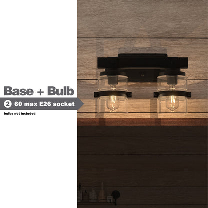 Appliques murales ExBrite Farmhouse à 3 lumières, intensité variable, en fer noir pour salle de bain