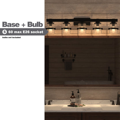 Appliques murales ExBrite Farmhouse à 3 lumières, intensité variable, en fer noir pour salle de bain