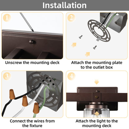 Appliques murales ExBrite Farmhouse à 3 lumières, intensité variable, en fer noir pour salle de bain