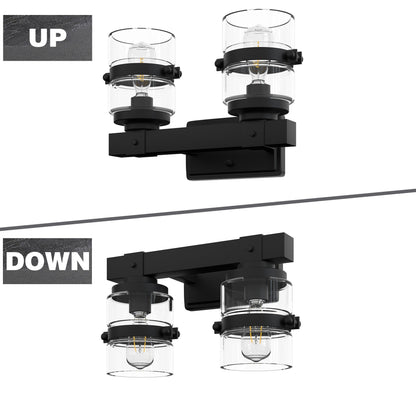 Appliques murales ExBrite Farmhouse à 3 lumières, intensité variable, en fer noir pour salle de bain