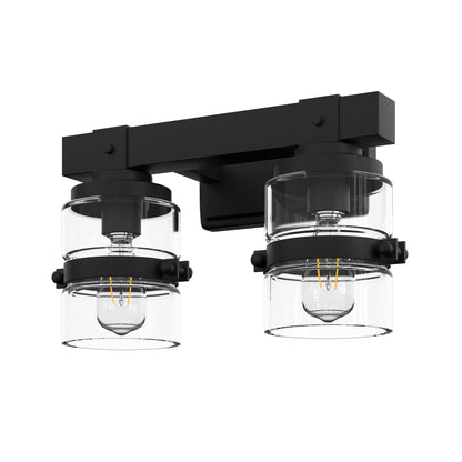 Appliques murales ExBrite Farmhouse à 3 lumières, intensité variable, en fer noir pour salle de bain