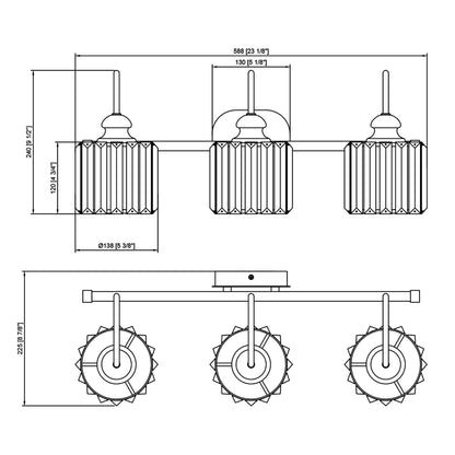Appliques murales ExBrite modernes en or rose, à 1/2/3/4/5 lumières, avec intensité variable, en cristal, pour salle de bain