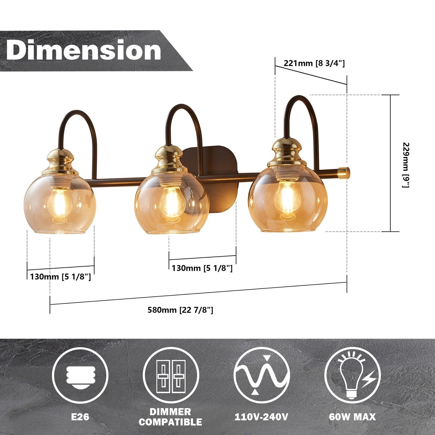 Appliques murales ExBrite modernes en or rose, à 1/2/3/4/5 lumières, avec intensité variable, en cristal, pour salle de bain