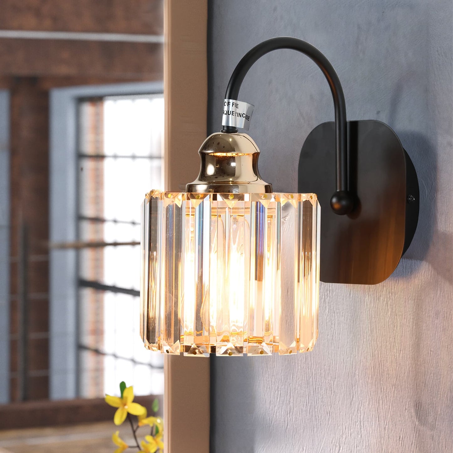 Appliques murales ExBrite modernes en or rose, à 1/2/3/4/5 lumières, avec intensité variable, en cristal, pour salle de bain