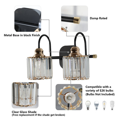 Appliques murales ExBrite modernes en or rose, à 1/2/3/4/5 lumières, avec intensité variable, en cristal, pour salle de bain