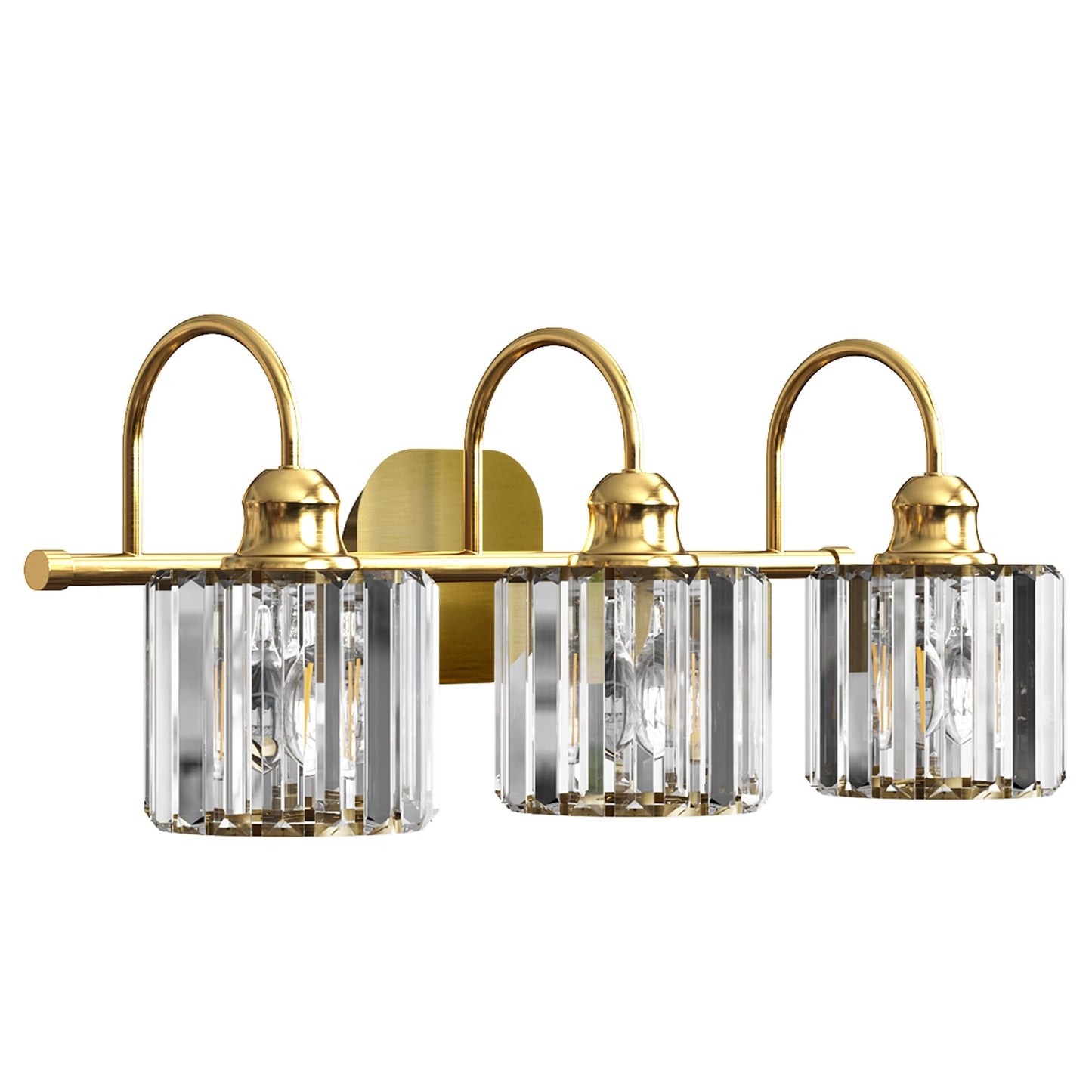 Appliques murales ExBrite modernes en or rose, à 1/2/3/4/5 lumières, avec intensité variable, en cristal, pour salle de bain