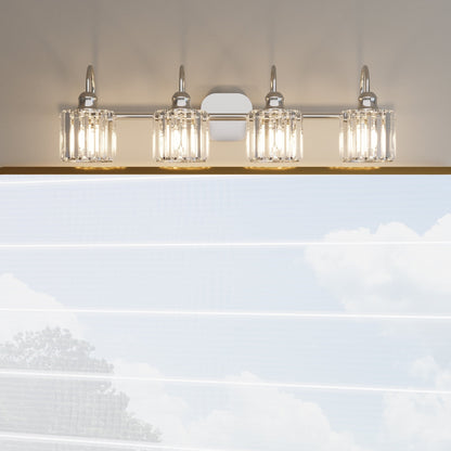 Appliques murales ExBrite modernes en or rose, à 1/2/3/4/5 lumières, avec intensité variable, en cristal, pour salle de bain