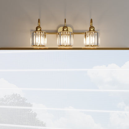 Appliques murales ExBrite modernes en or rose, à 1/2/3/4/5 lumières, avec intensité variable, en cristal, pour salle de bain