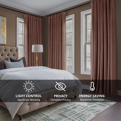 Rideaux occultants en velours peluche Heritage d'Exclusive Fabrics (1 panneau) - Rideaux en velours de luxe pour chambre et salon.