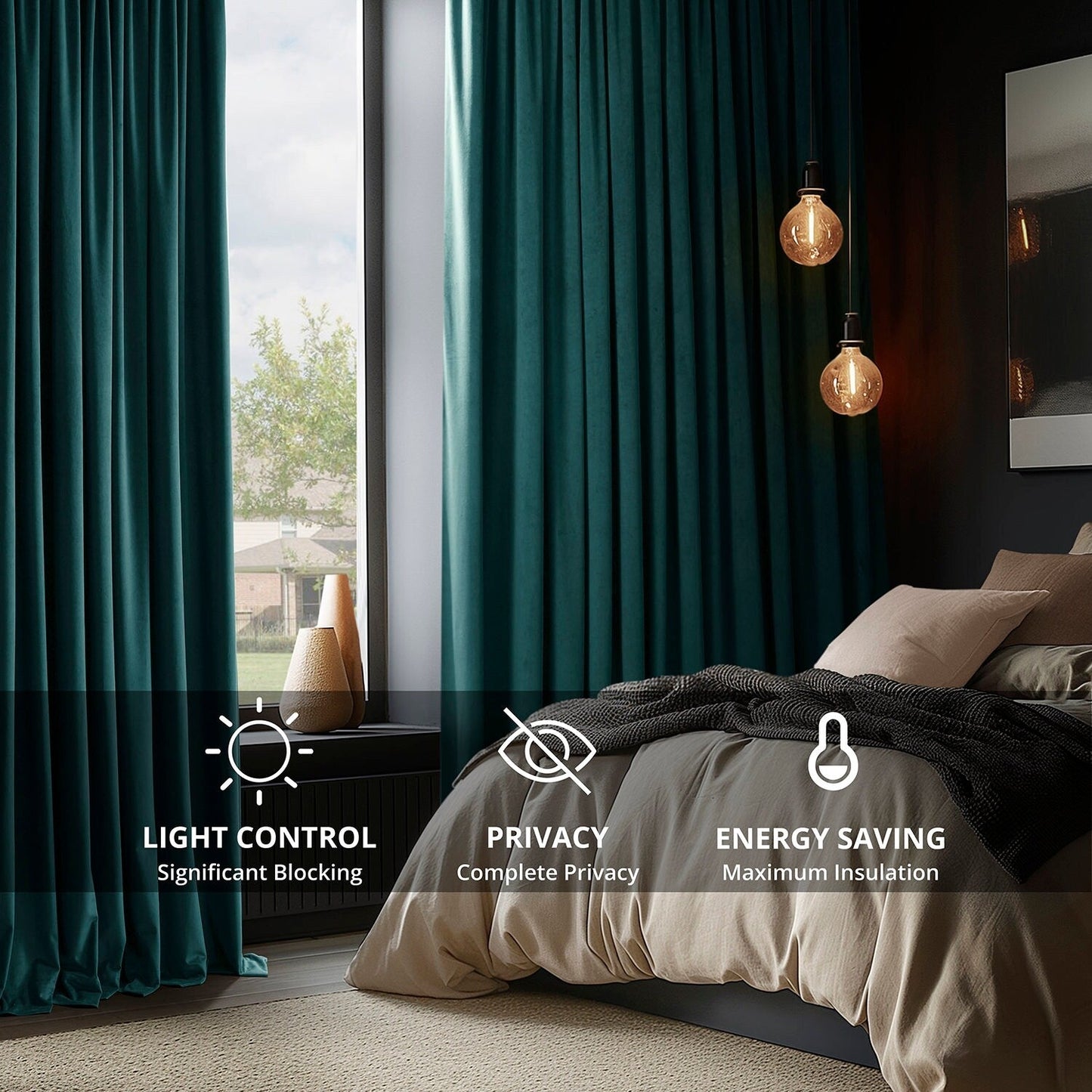 Rideaux occultants extra larges en velours Signature Exclusive Fabrics (1 panneau) - Luxueux rideaux occultants