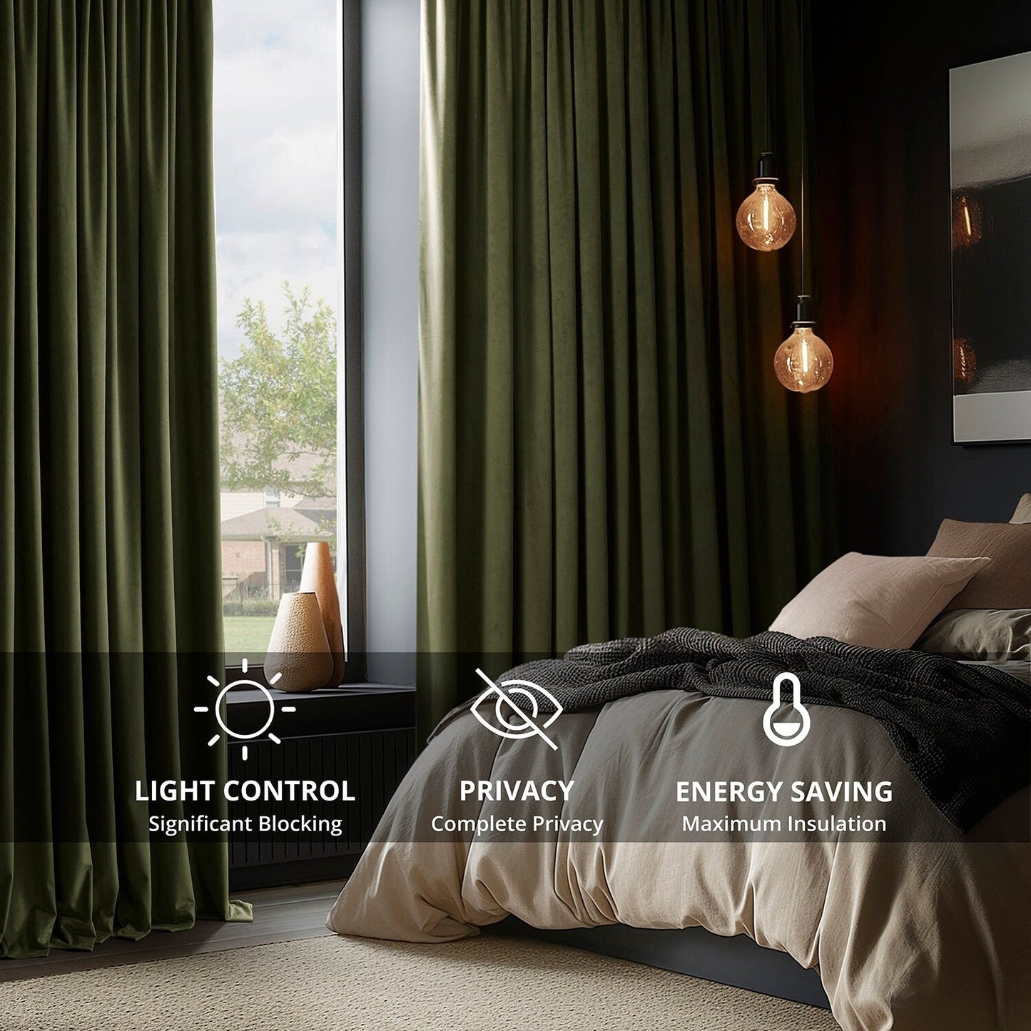 Rideaux occultants extra larges en velours Signature Exclusive Fabrics (1 panneau) - Luxueux rideaux occultants