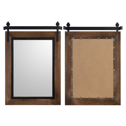 Miroir mural de salle de bain en bois naturel style porte de grange