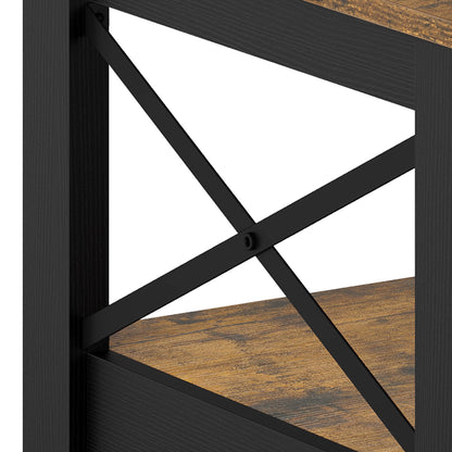 Table basse de style campagnard avec rangement, table centrale à 2 niveaux pour salon