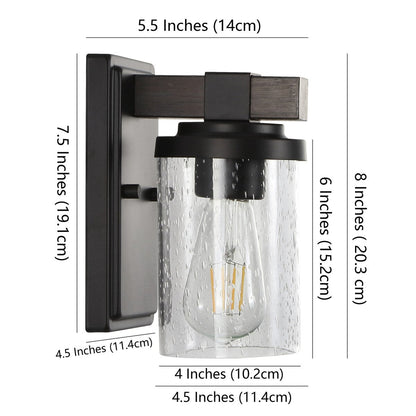 Applique murale LED style ferme rustique en fer et verre bullé, par JONATHAN Y