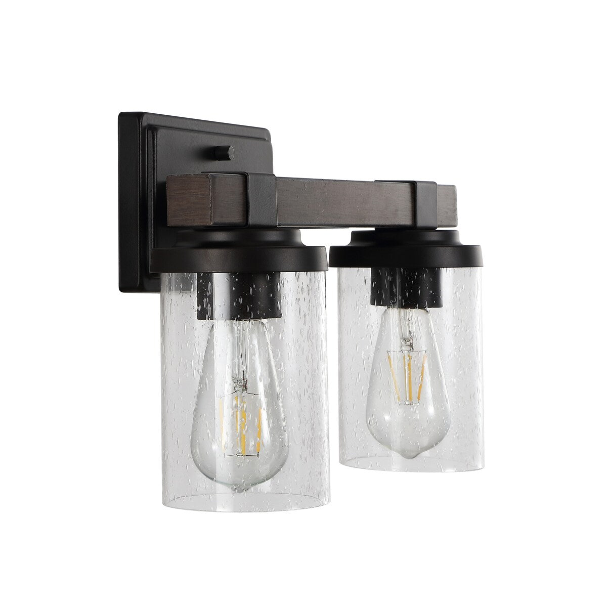 Applique murale LED style ferme rustique en fer et verre bullé, par JONATHAN Y