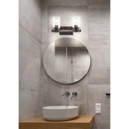 Applique murale LED style ferme rustique en fer et verre bullé, par JONATHAN Y