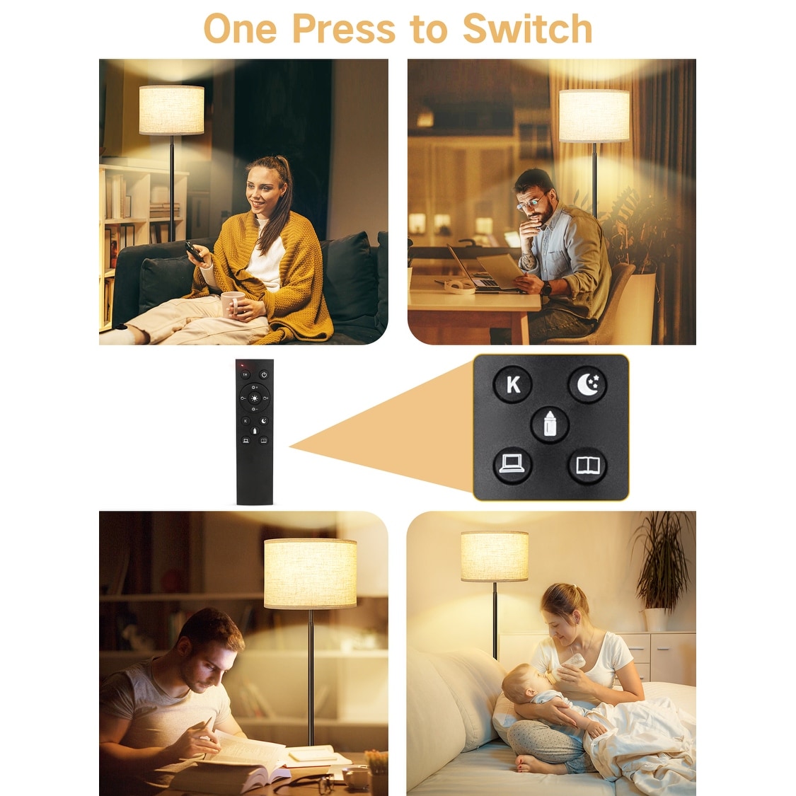 Lampadaires pour salon avec télécommande et 4 températures de couleur - Non disponible