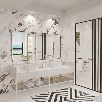 Miroir de salle de bain mural encadré