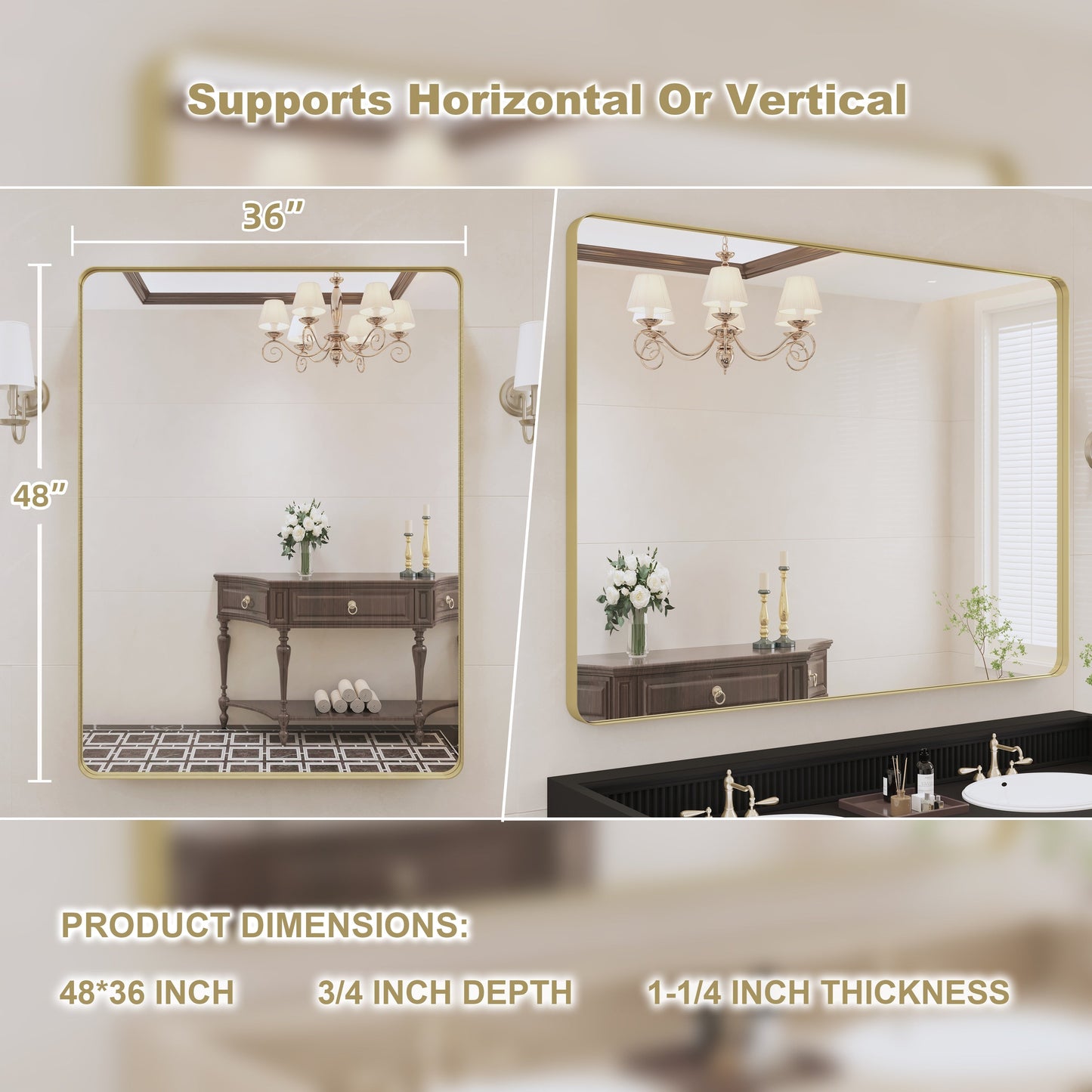 Miroir de salle de bain mural encadré