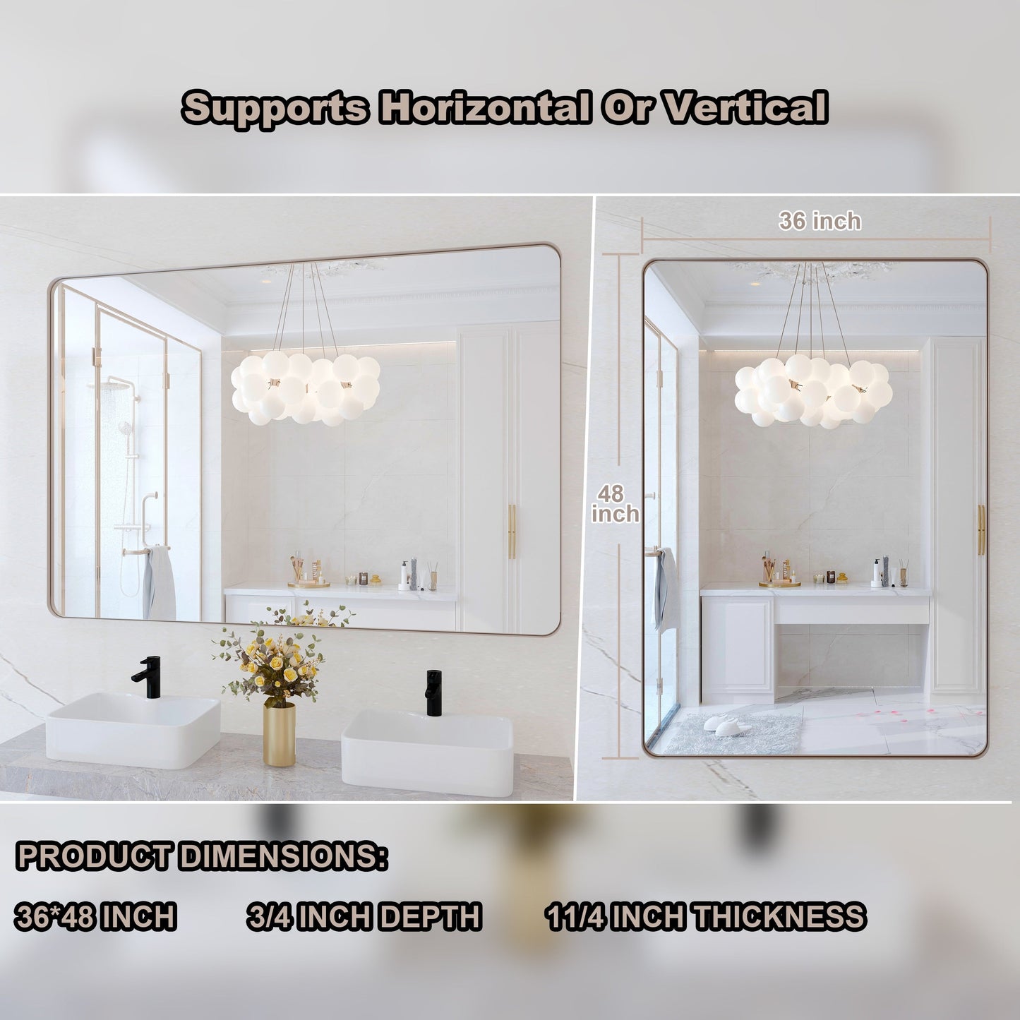 Miroir de salle de bain mural encadré