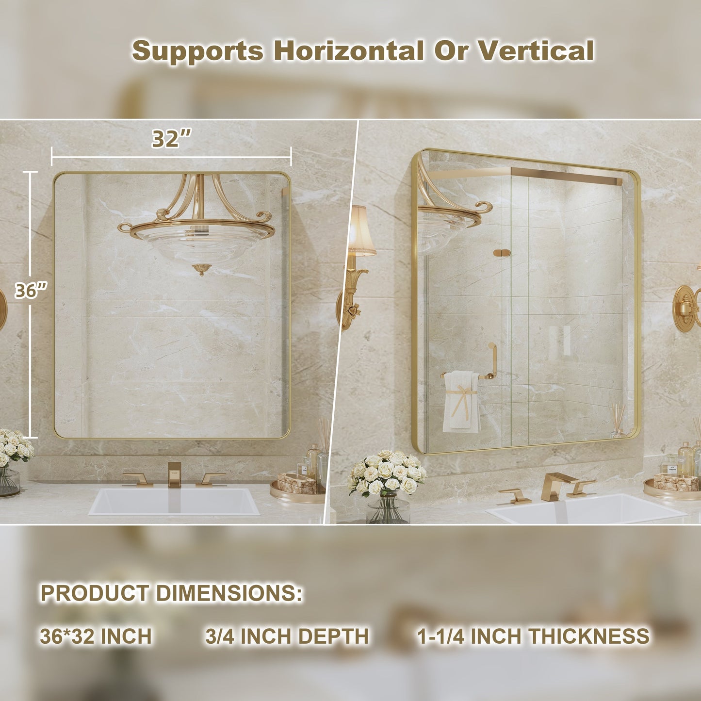 Miroir de salle de bain mural encadré