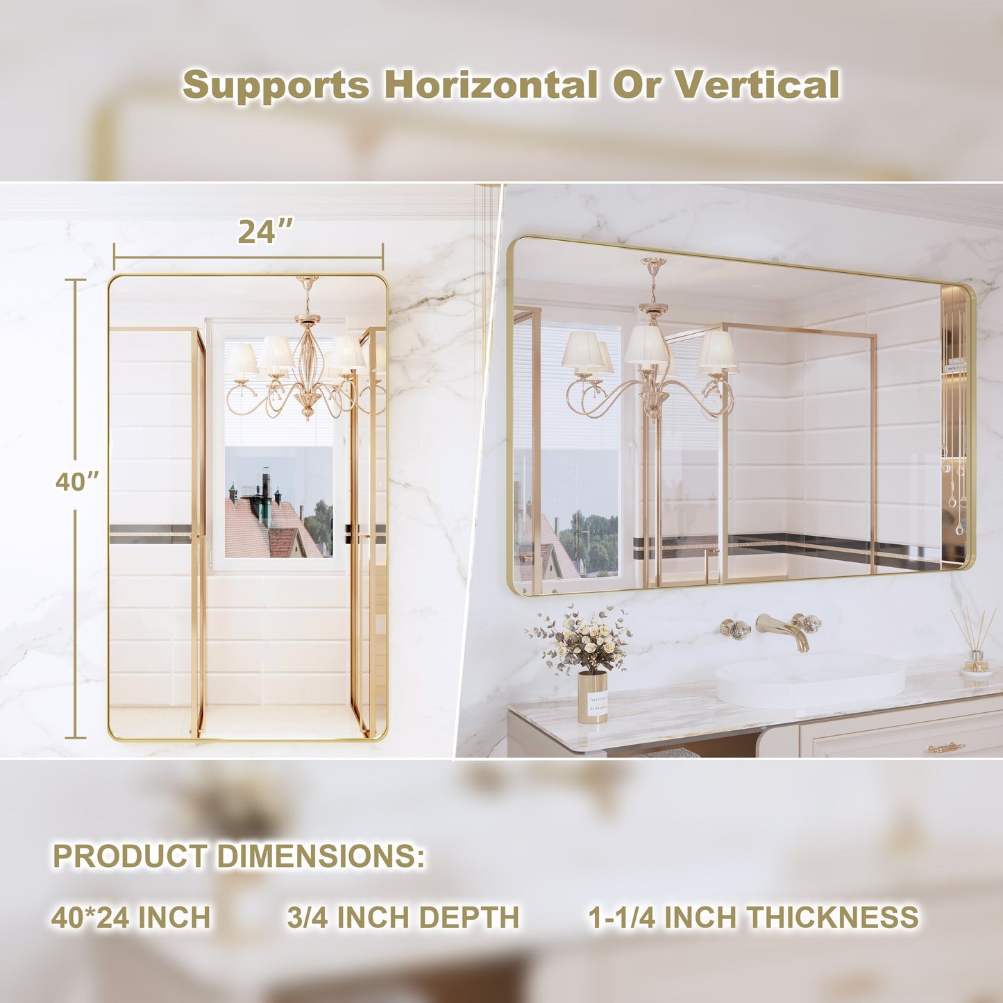 Miroir de salle de bain mural encadré