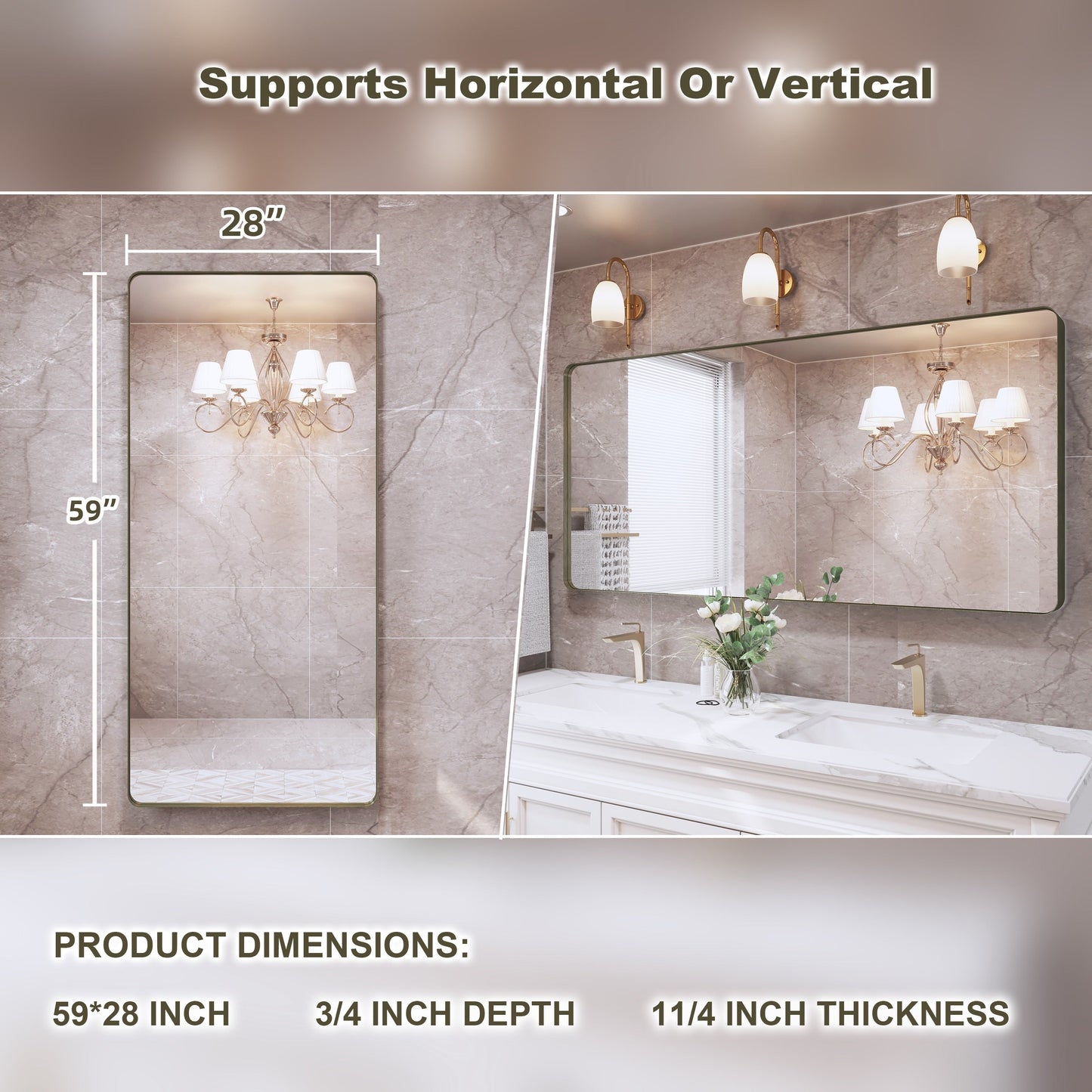 Miroir de salle de bain mural encadré