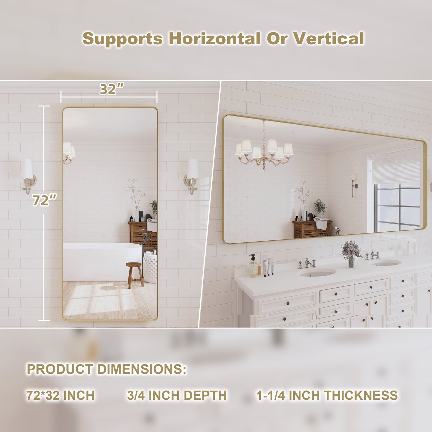 Miroir de salle de bain mural encadré