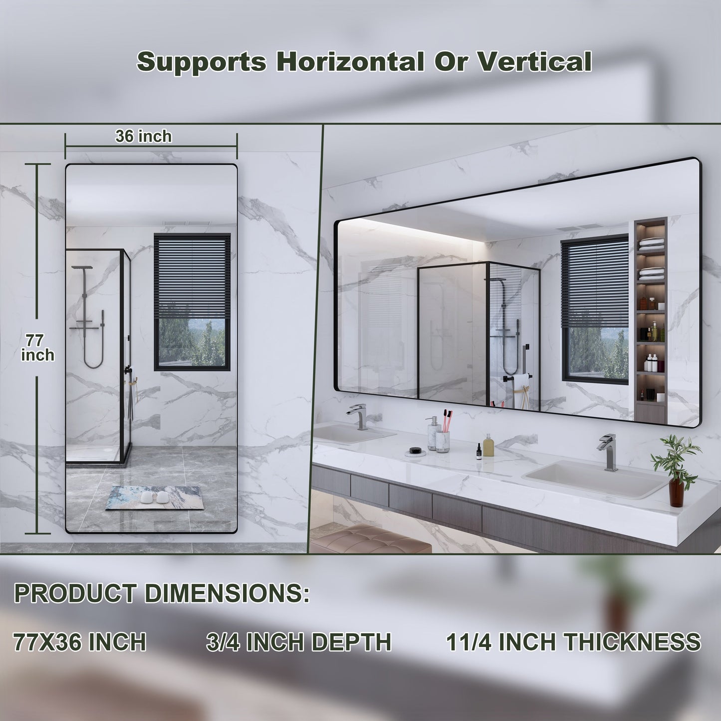 Miroir de salle de bain mural encadré