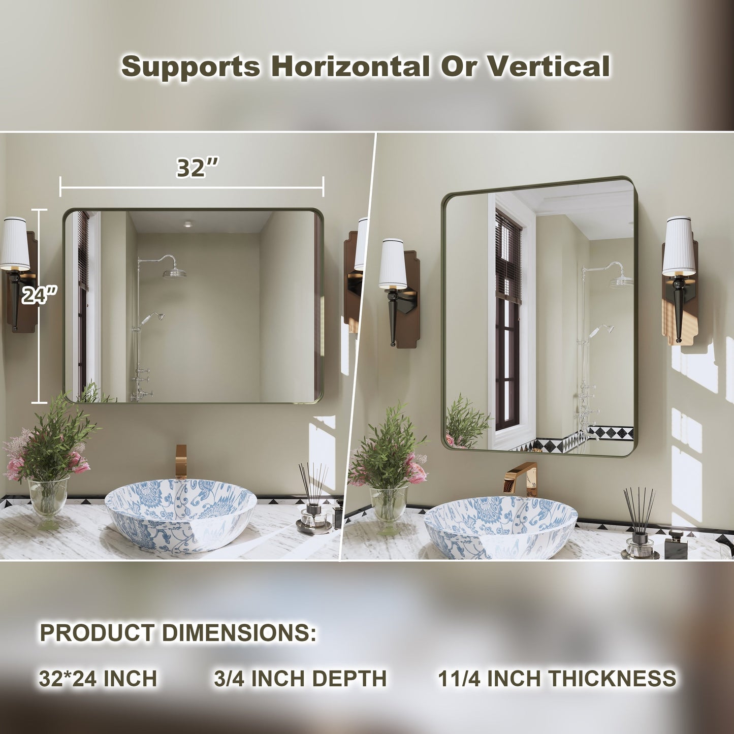 Miroir de salle de bain mural encadré