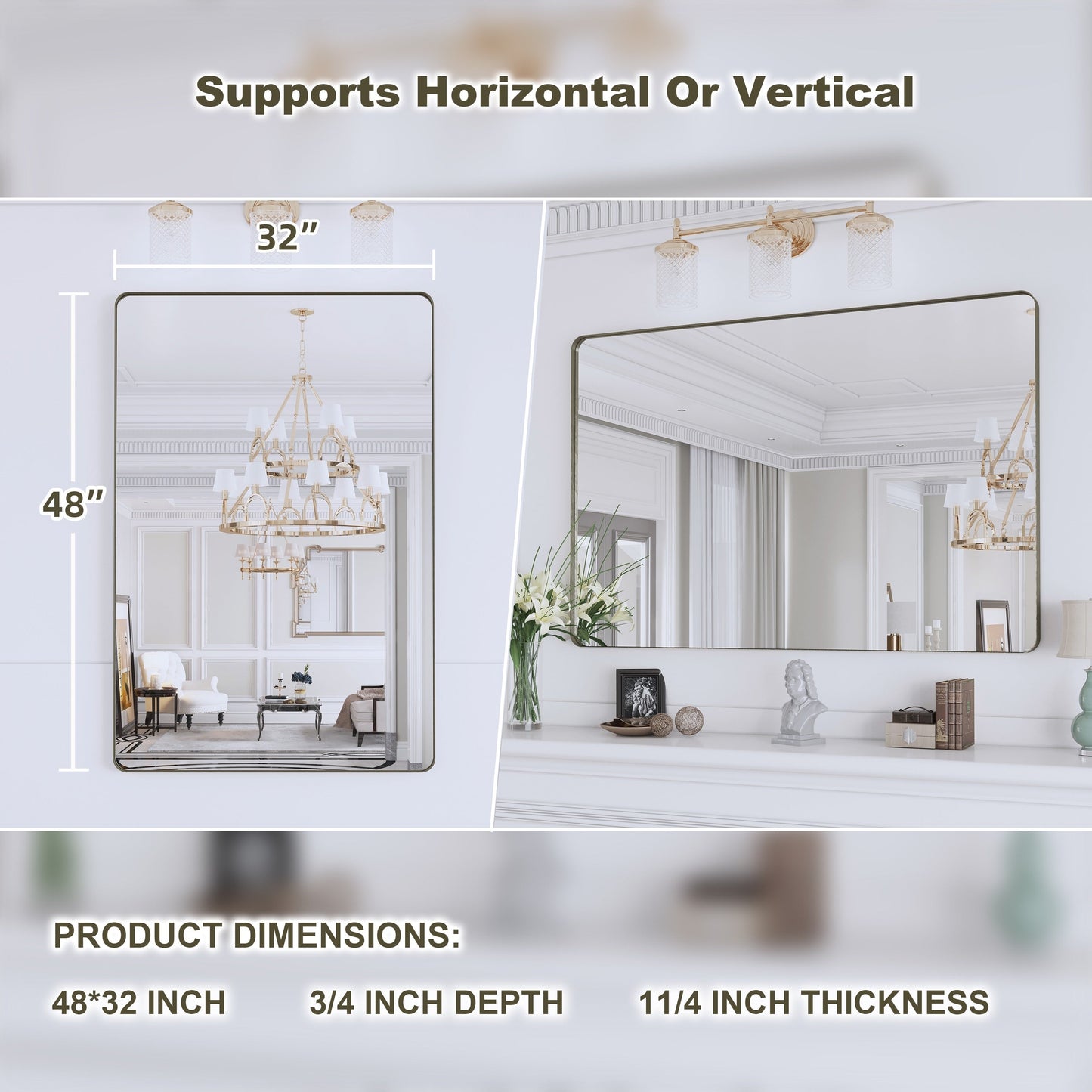 Miroir de salle de bain mural encadré