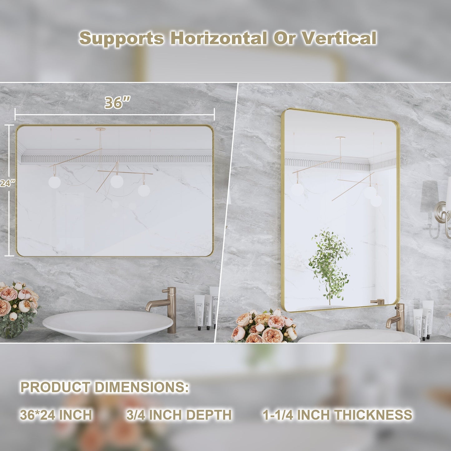 Miroir de salle de bain mural encadré