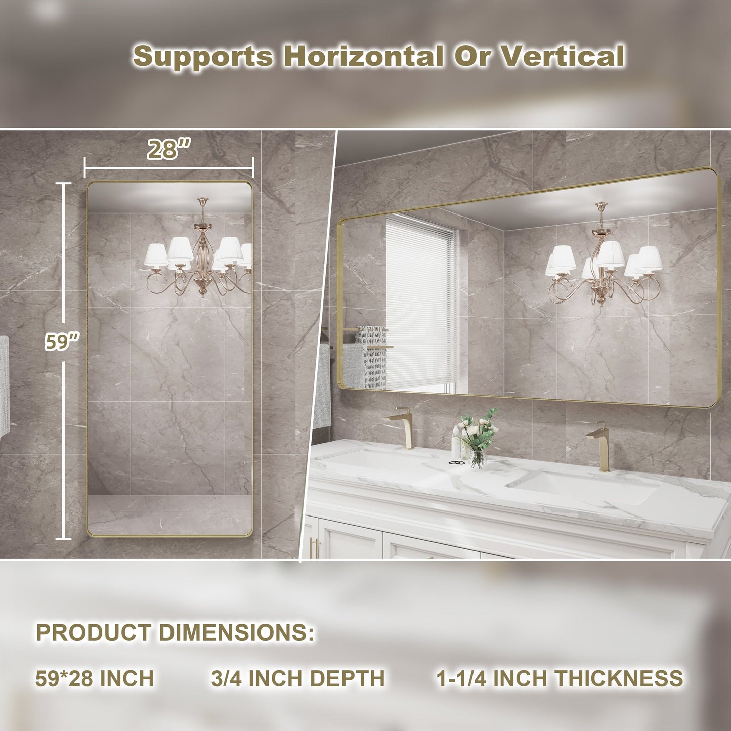 Miroir de salle de bain mural encadré