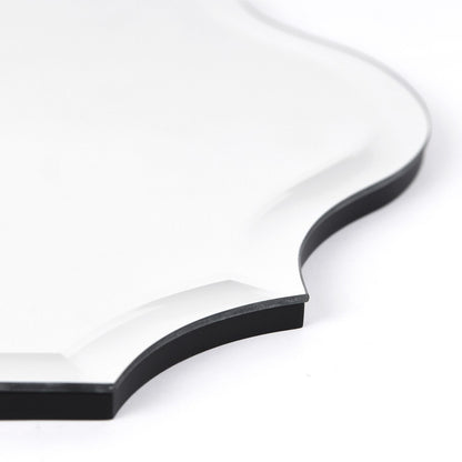 Miroir mural festonné élégant, oblong et biseauté, sans cadre