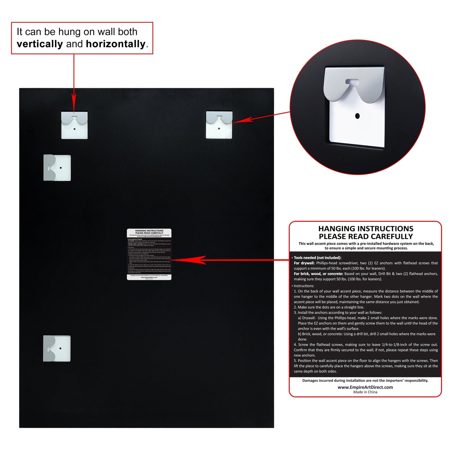 Miroir mural prismatique biseauté sans cadre - Carré/Rectangulaire - Transparent