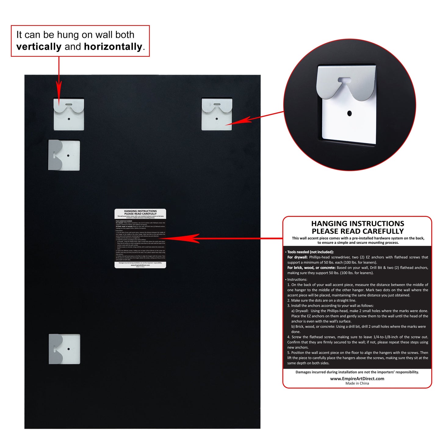 Miroir mural prismatique biseauté sans cadre - Carré/Rectangulaire - Transparent