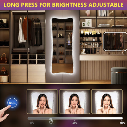 Miroir pleine longueur avec lumières RVB - Blanc