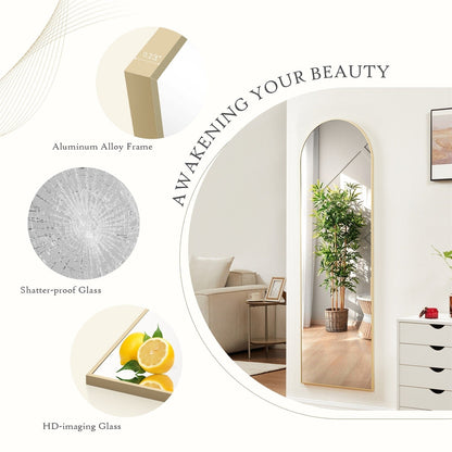 Miroir sur pied avec cadre en alliage d'aluminium, idéal pour la chambre ou le dressing.