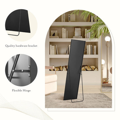 Miroir sur pied avec cadre en alliage d'aluminium, idéal pour la chambre ou le dressing.